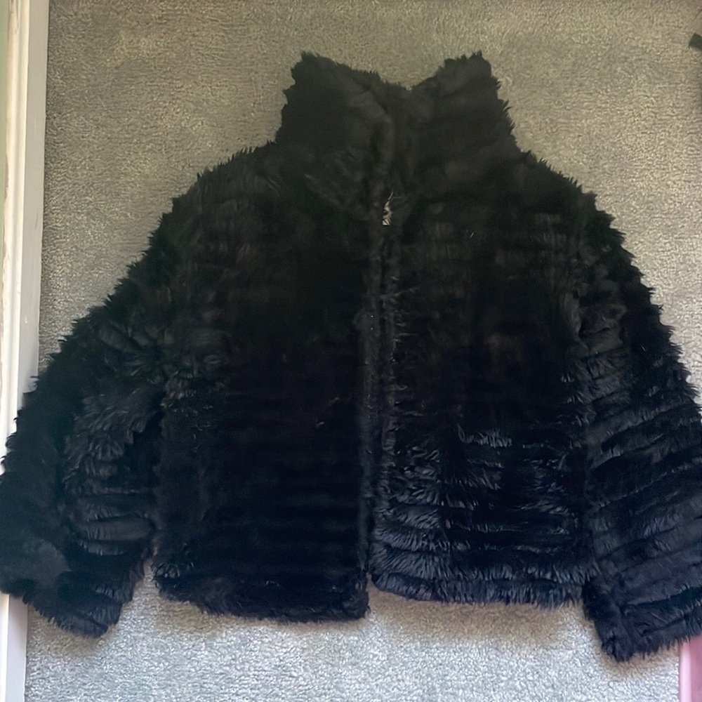 Size Medium/ Black Fur/ Lapis/ Coat